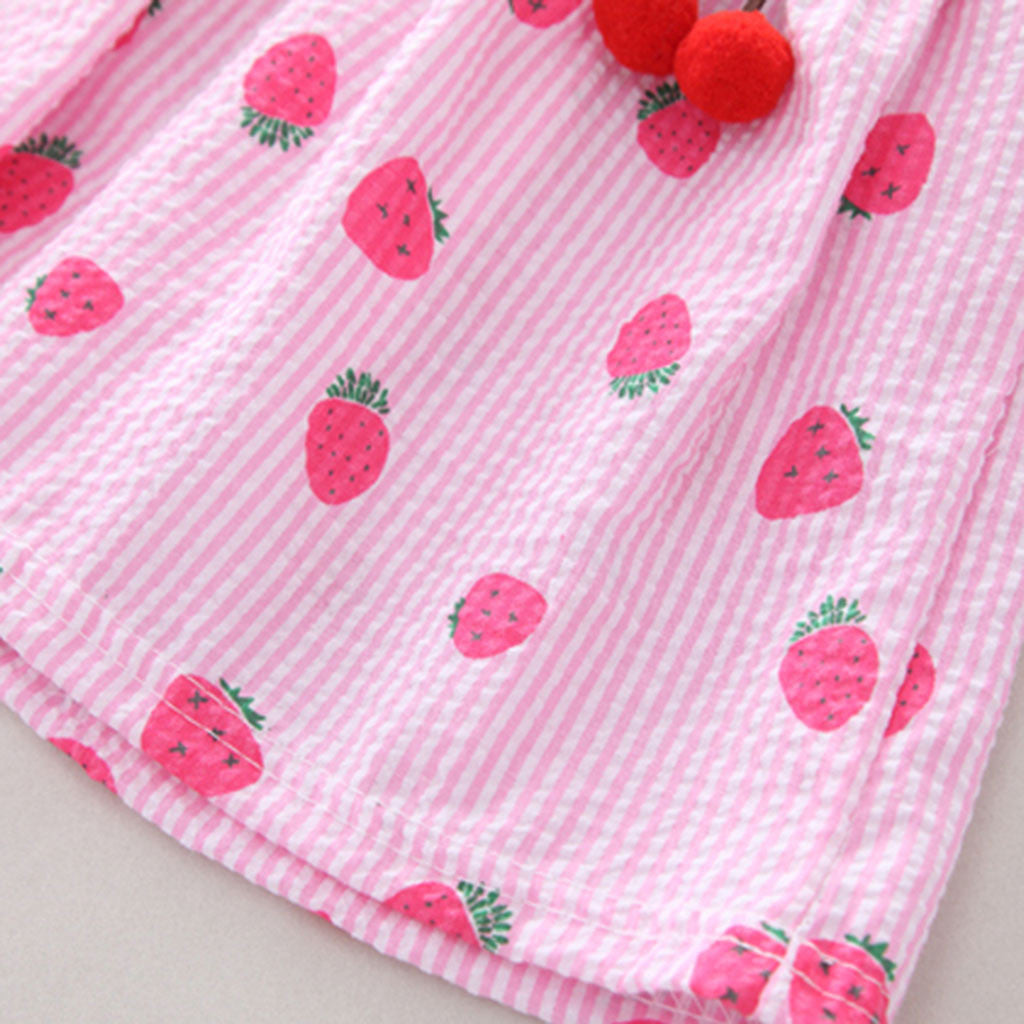 Cute Baby Girls Dress Fly Sleeve Fruit