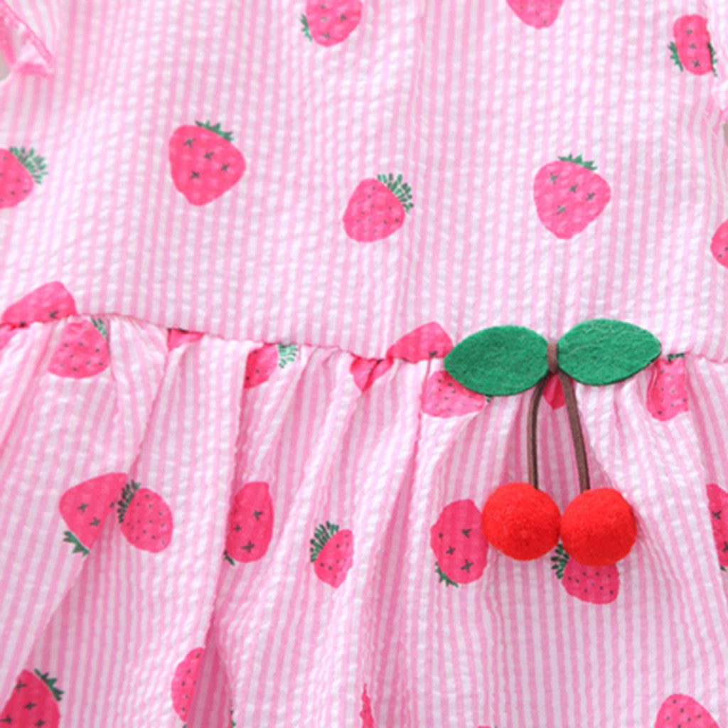 Cute Baby Girls Dress Fly Sleeve Fruit