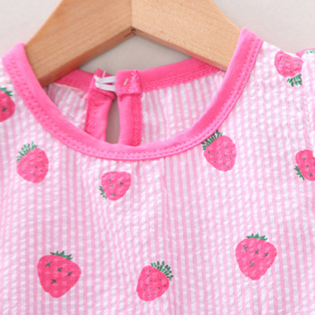 Cute Baby Girls Dress Fly Sleeve Fruit