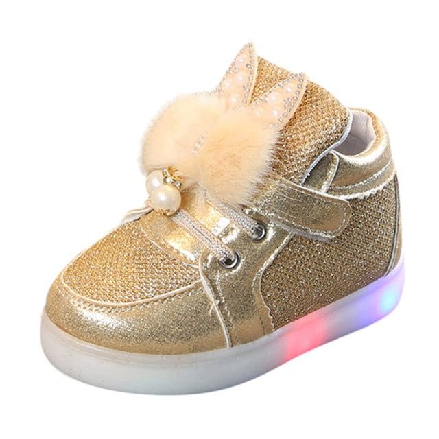 Fashion oddler Infant Kids Baby Girls Cartoon Rabbit LED Luminous