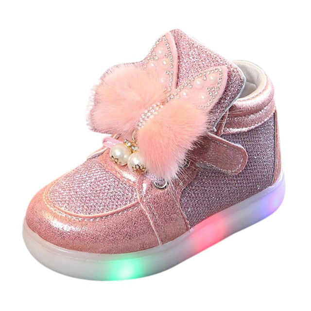 Fashion oddler Infant Kids Baby Girls Cartoon Rabbit LED Luminous