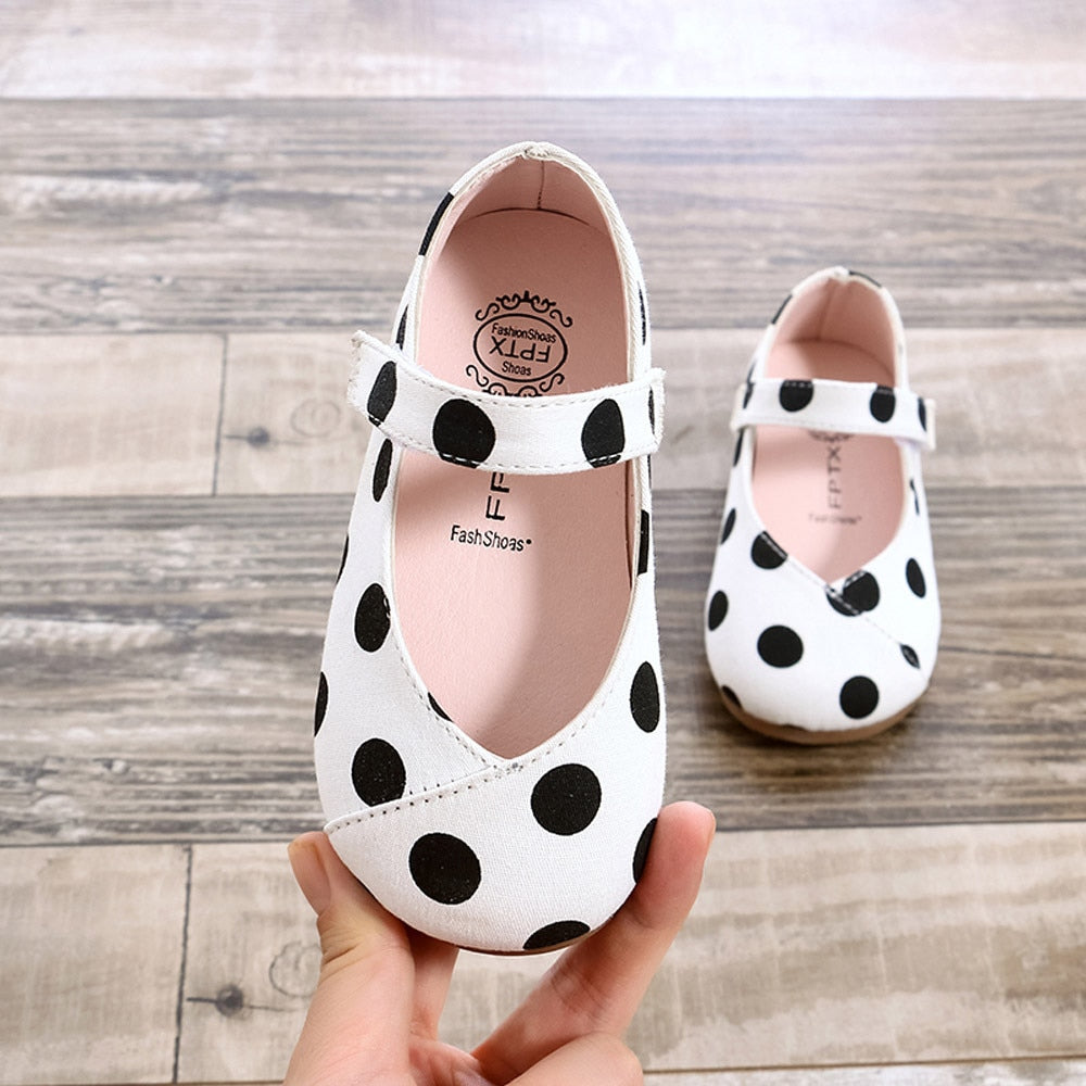 Girls'Wave-point Leather Shoes New summer party flat comfortable princess