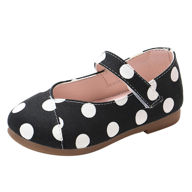Girls'Wave-point Leather Shoes New summer party flat comfortable princess