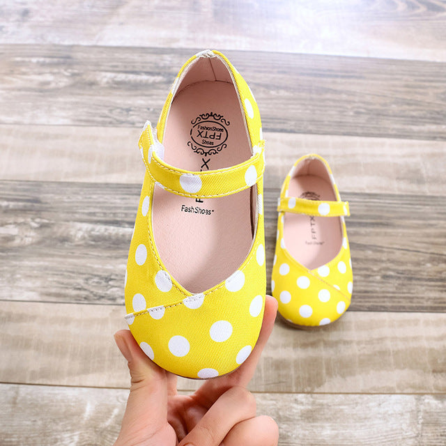 Girls'Wave-point Leather Shoes New summer party flat comfortable princess