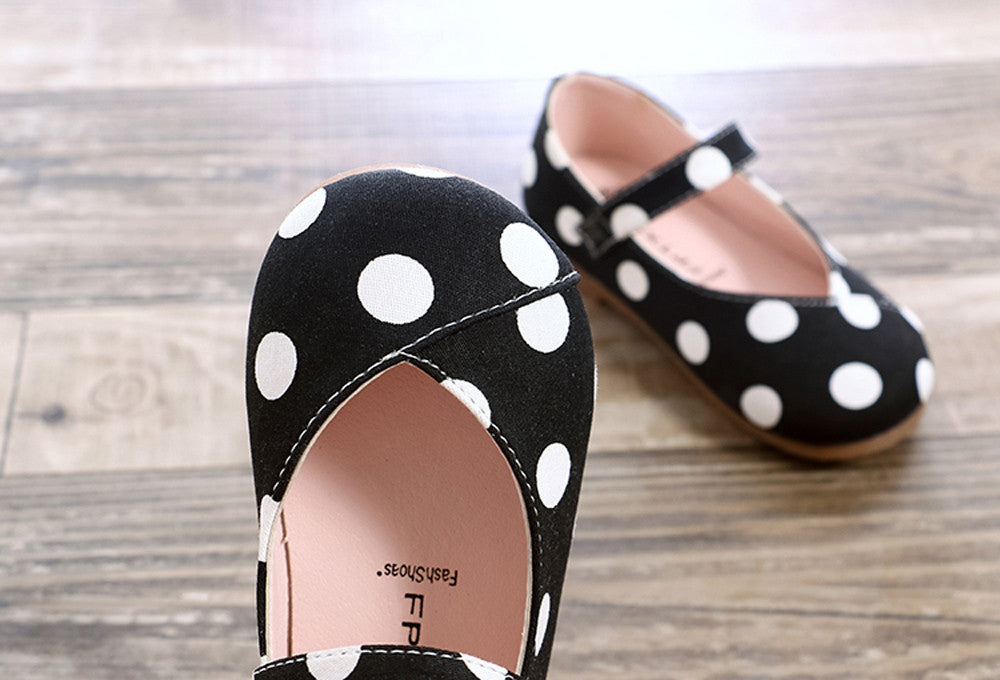 Girls'Wave-point Leather Shoes New summer party flat comfortable princess