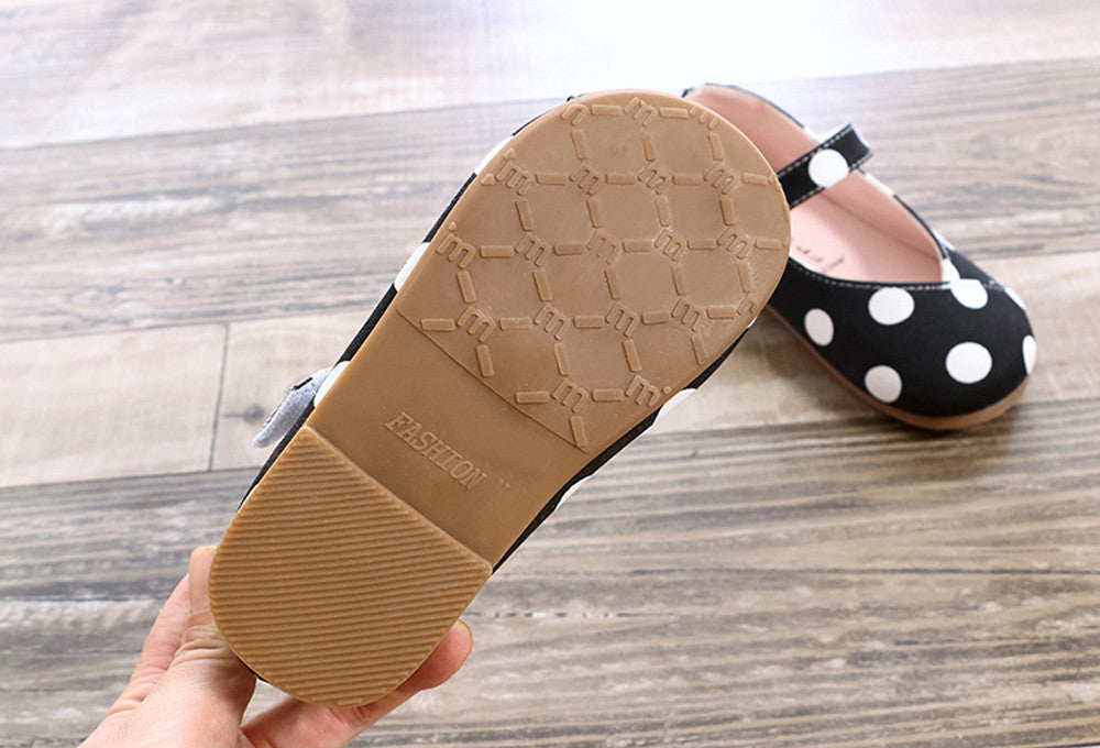 Girls'Wave-point Leather Shoes New summer party flat comfortable princess