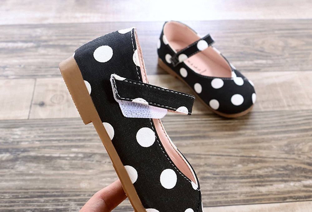 Girls'Wave-point Leather Shoes New summer party flat comfortable princess