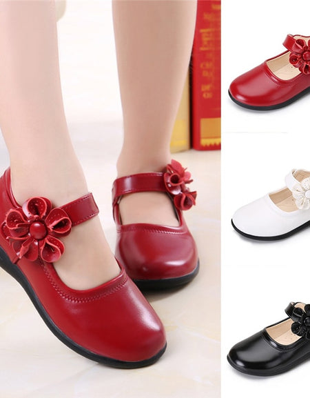 Children Girls Leather Shoes Toddler Flower Sweet