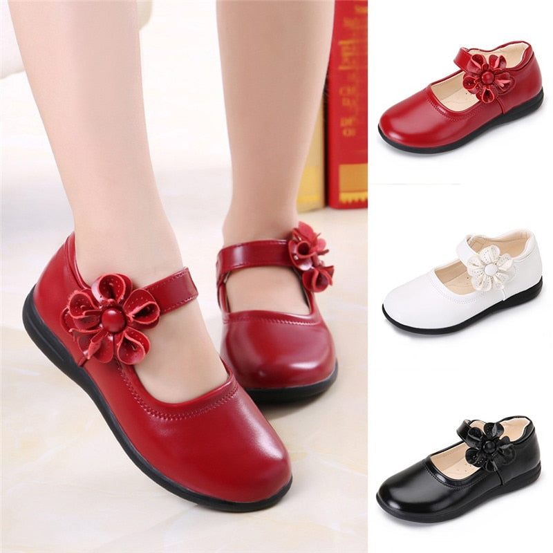 Children Girls Leather Shoes Toddler Flower Sweet