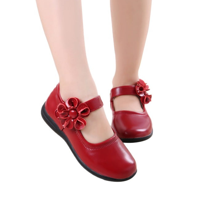 Children Girls Leather Shoes Toddler Flower Sweet